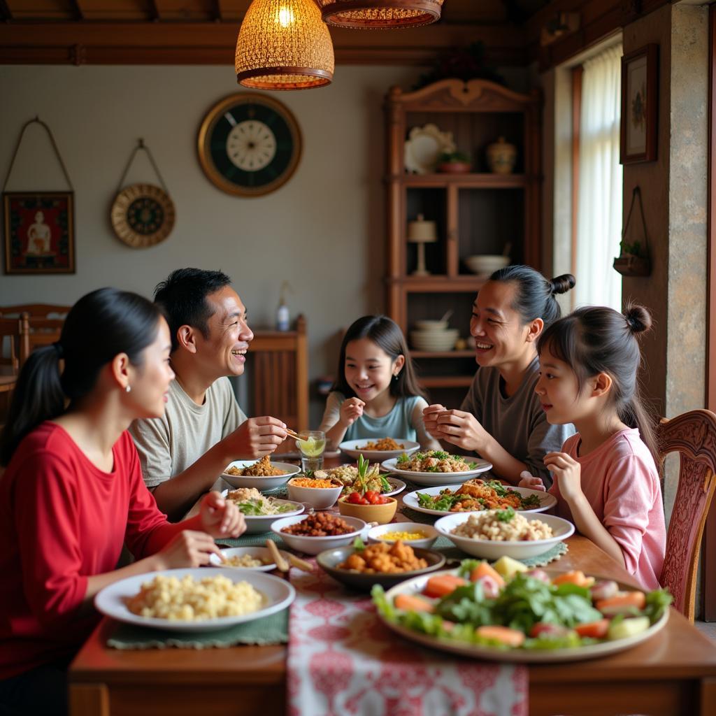 Authentic Thai Family Meal in a Village Homestay