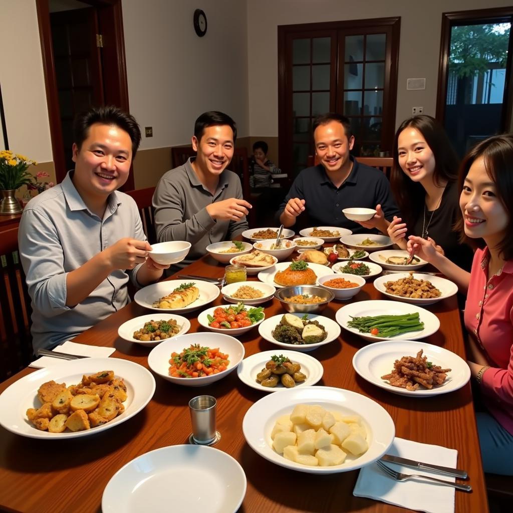 Family meal at Homestay Thuy Duong