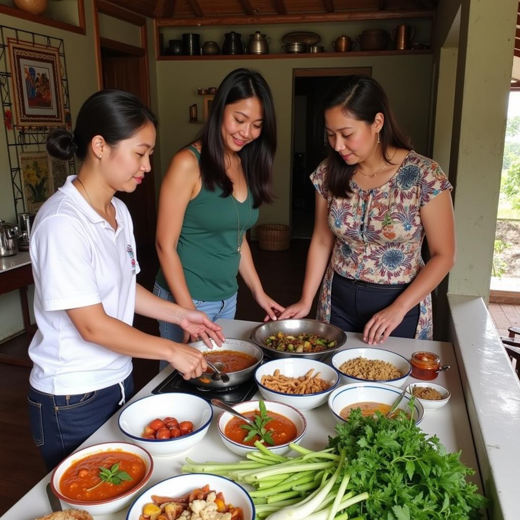 Learning to cook authentic Malaysian dishes in a homestay