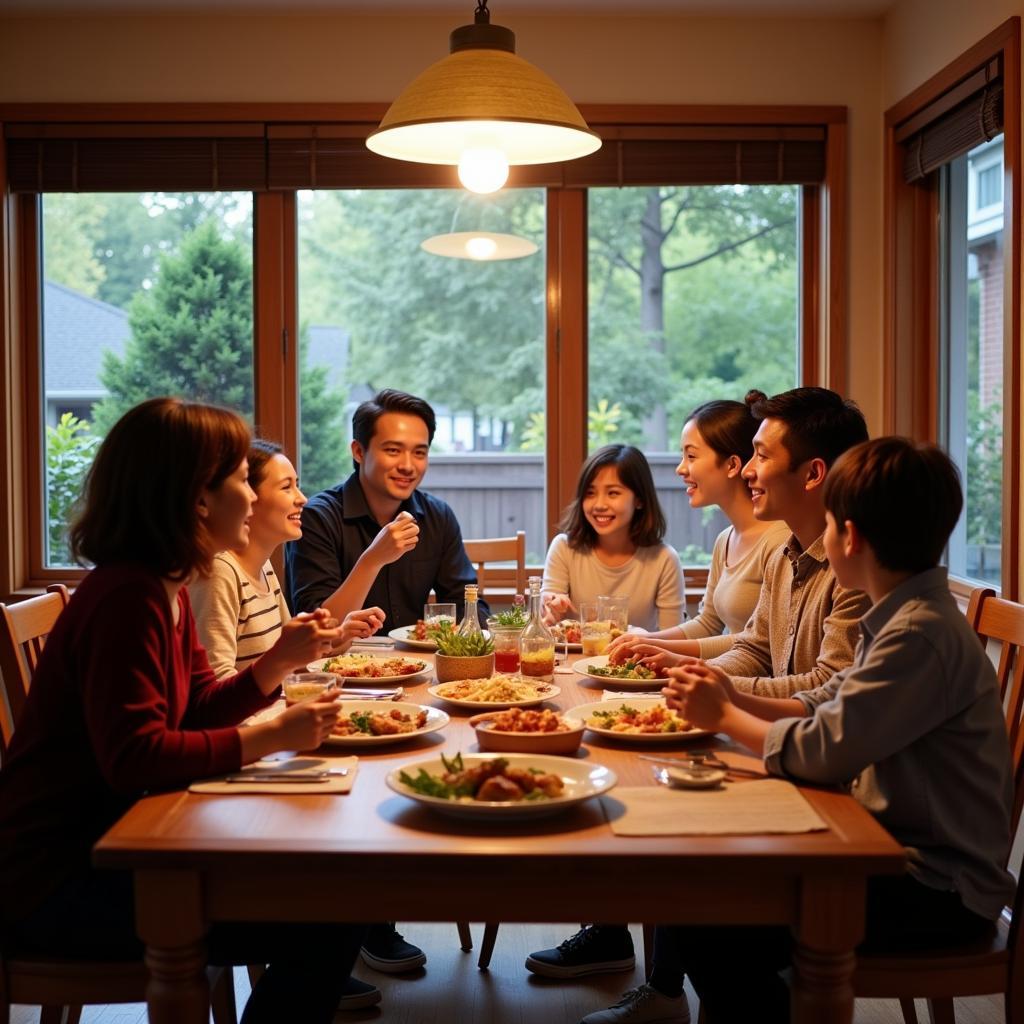 Family dinner in a Vancouver homestay near UBC