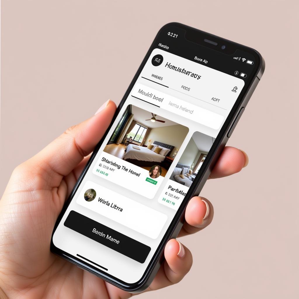 Traveler using a hotel brand app to book a homestay