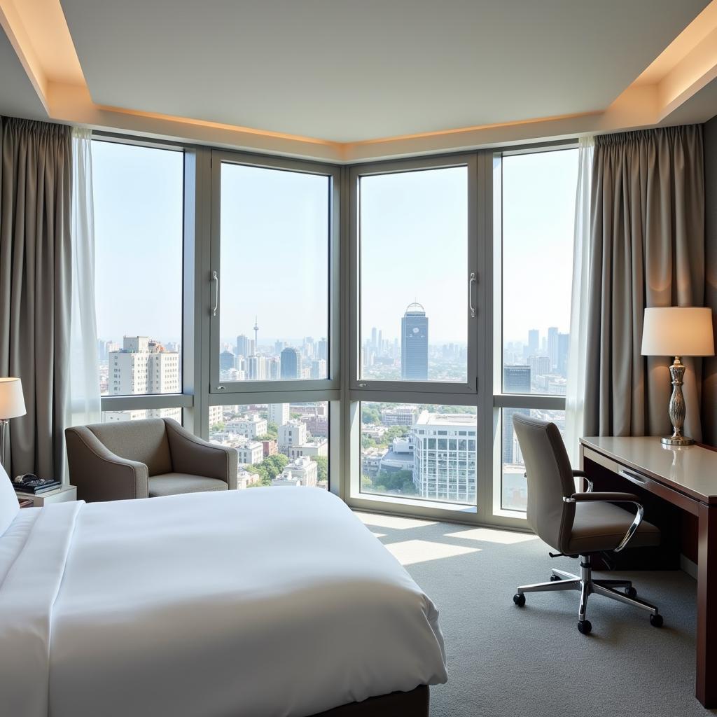 Modern Hotel Room with City View