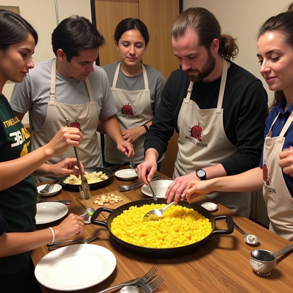 Learning to cook paella at Huang's Homestay