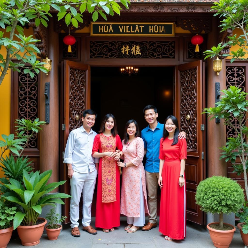 Vietnamese Family Welcoming Guests into Their Traditional Home in Hue