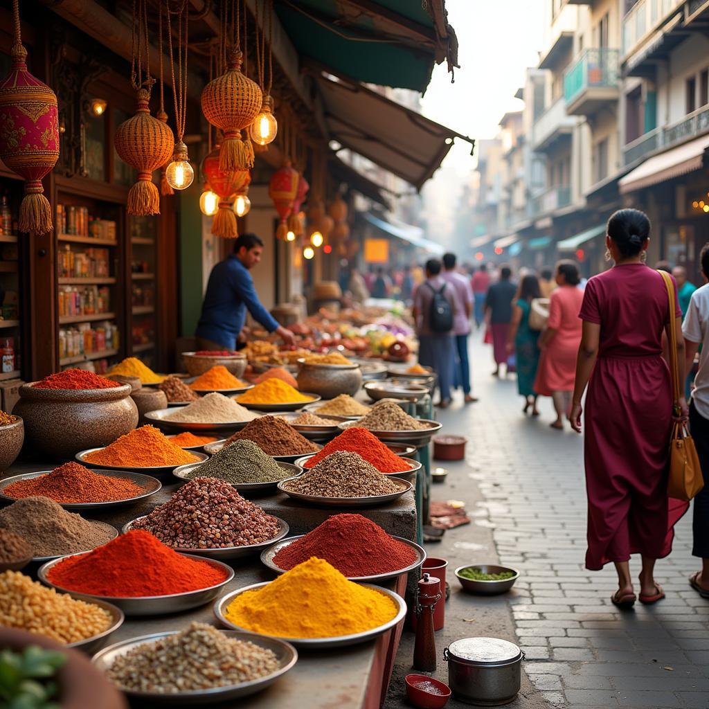 Exploring a local market with your host family in Hyderabad