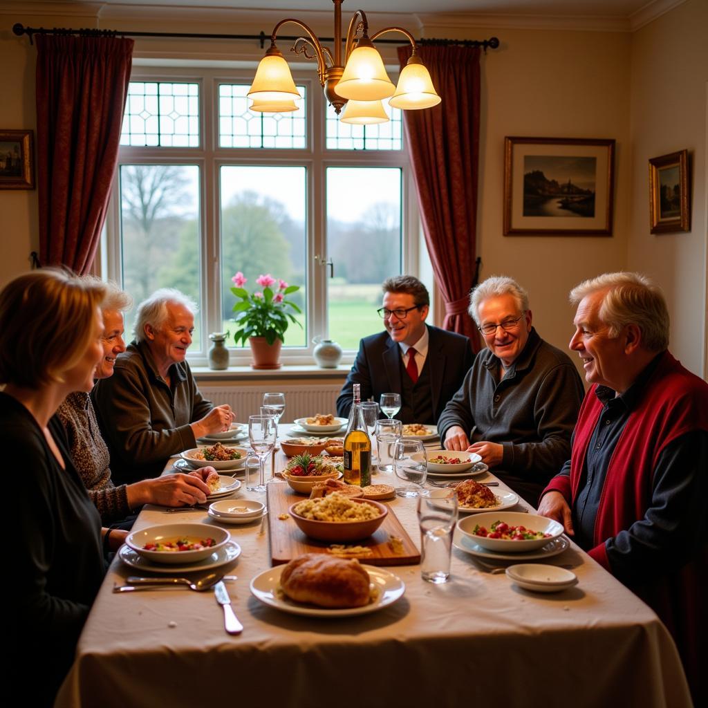 Irish Family Enjoying Dinner Together in a Homestay