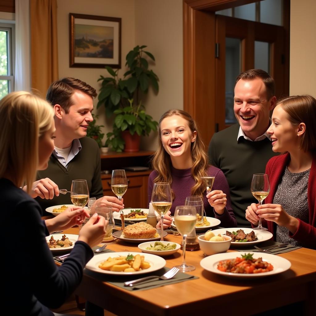 Family Enjoying Dinner in an Irish Homestay