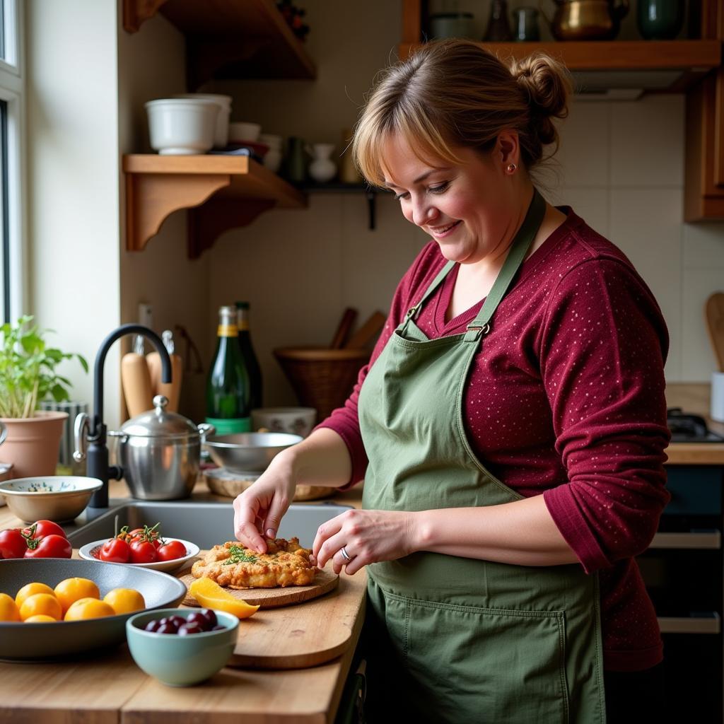 Irish Homestay Host Preparing a Traditional Meal