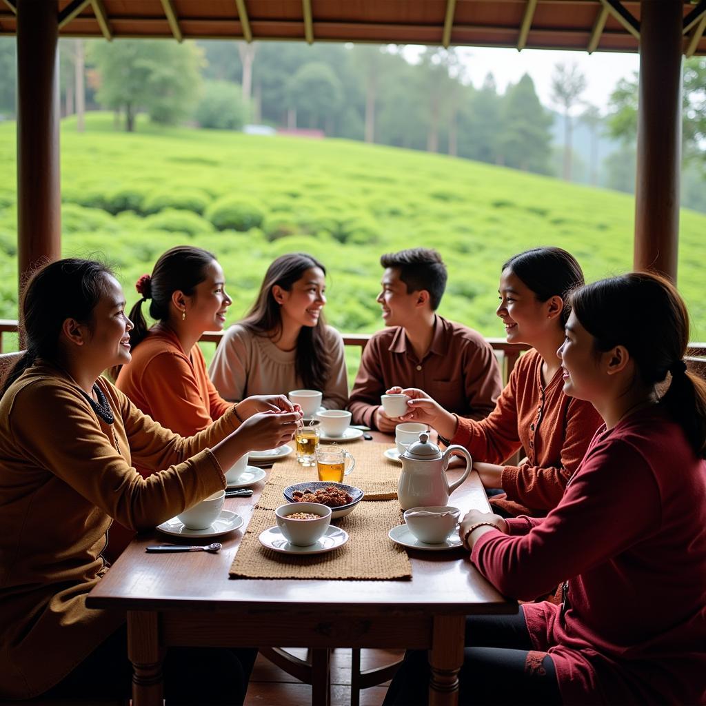 Jalpaguri Homestay Family Enjoying Tea with Guests