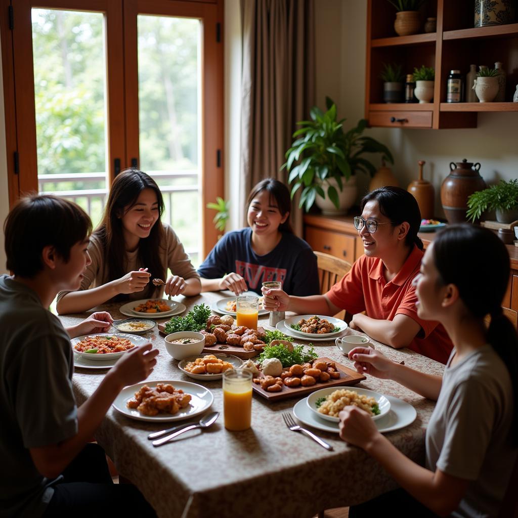 Malaysian Family Enjoying Dinner Together in a Jengka Homestay