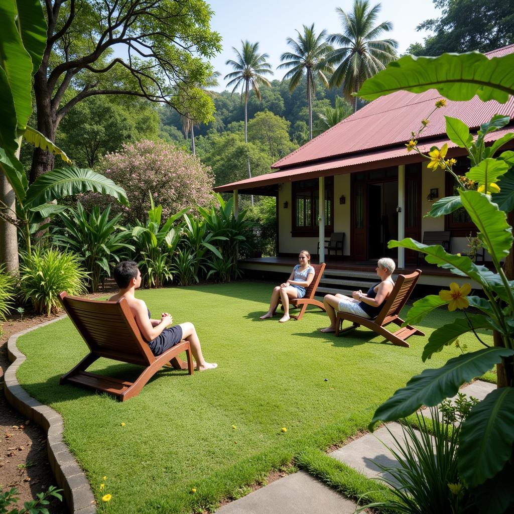 Relaxing in the Tranquil Garden of a Jengka Homestay