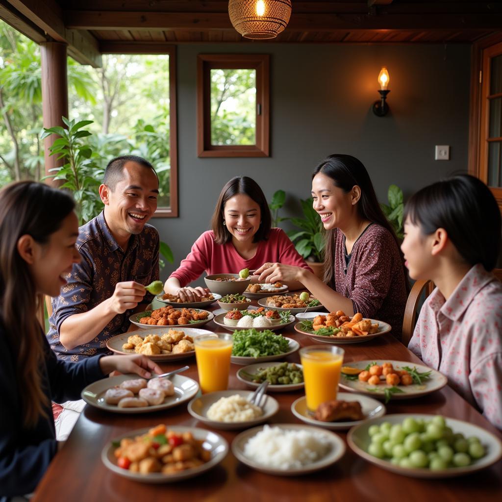 Family meal in a Jogja homestay