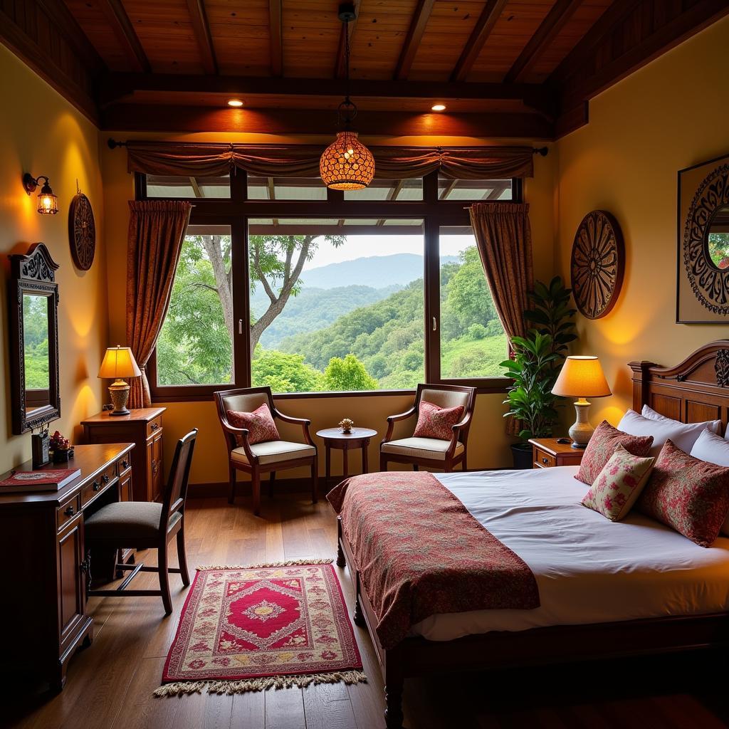 Cozy and inviting interior of a Kabini homestay with traditional decor