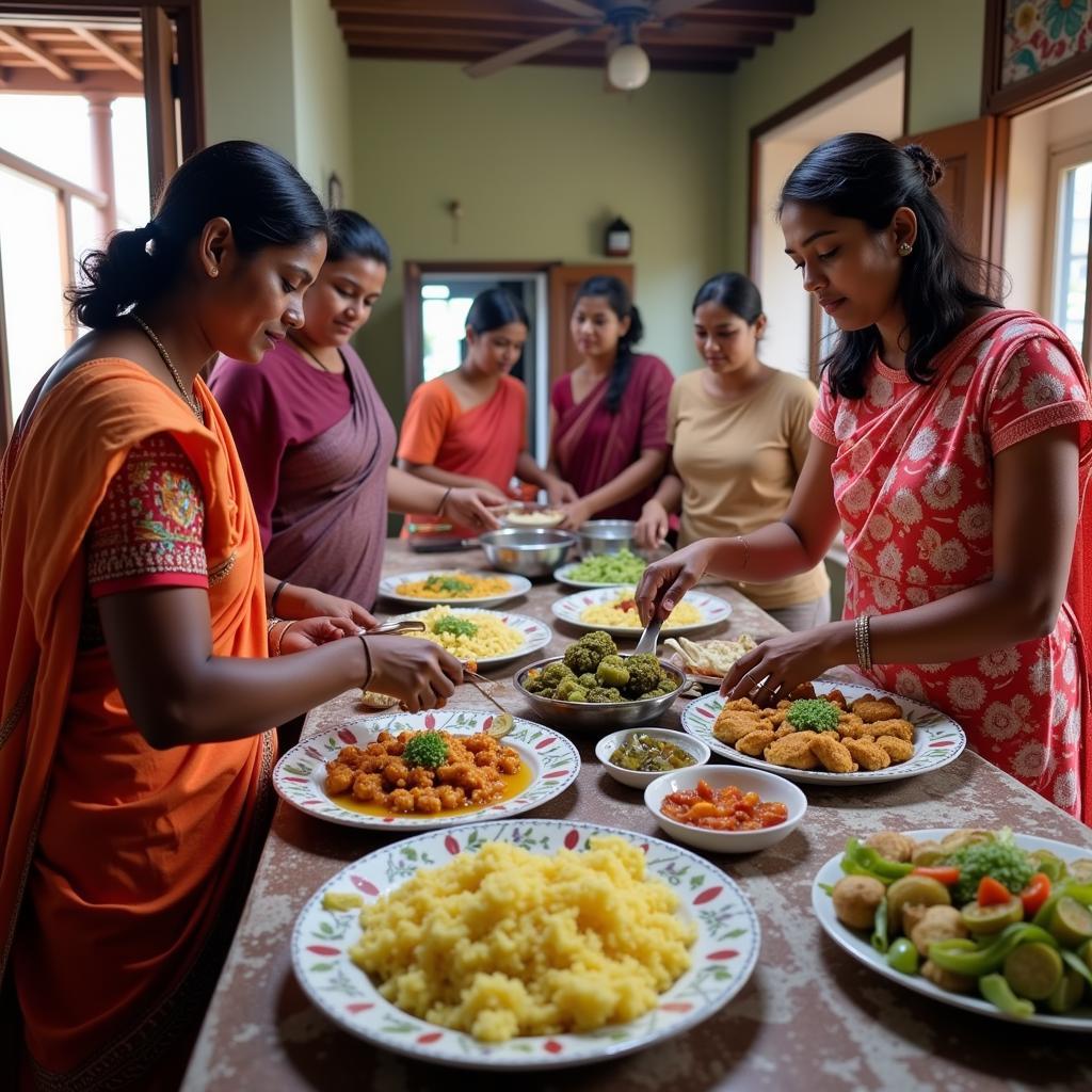 Learning to cook traditional Karaikal dishes in a homestay