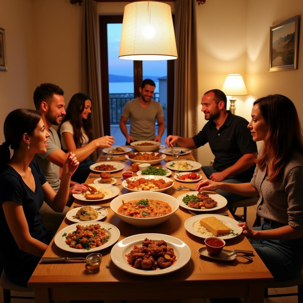 Family dinner at a Kefalonia homestay