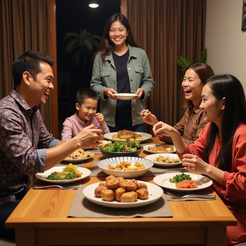 Enjoying a Traditional Kelantanese Meal with Your Host Family