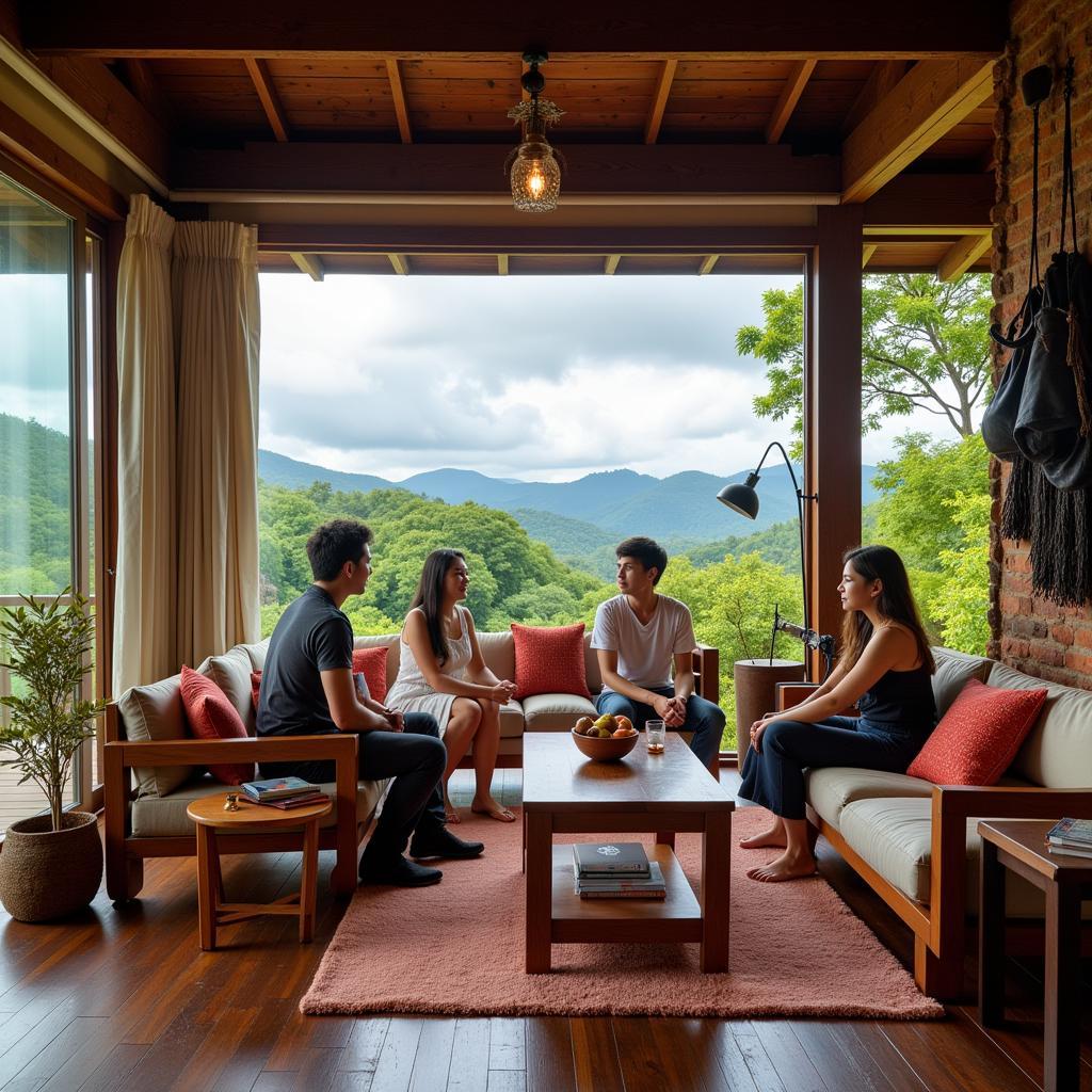 Family enjoying their homestay in Kemmanagundi