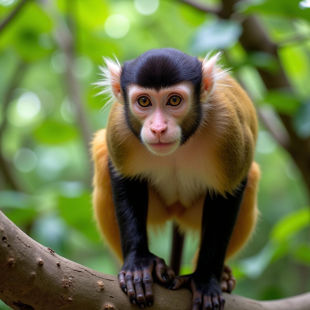 Kinabatangan Wildlife Encounter: A close-up shot of a proboscis monkey perched on a branch along the Kinabatangan River, highlighting the incredible biodiversity of the region.