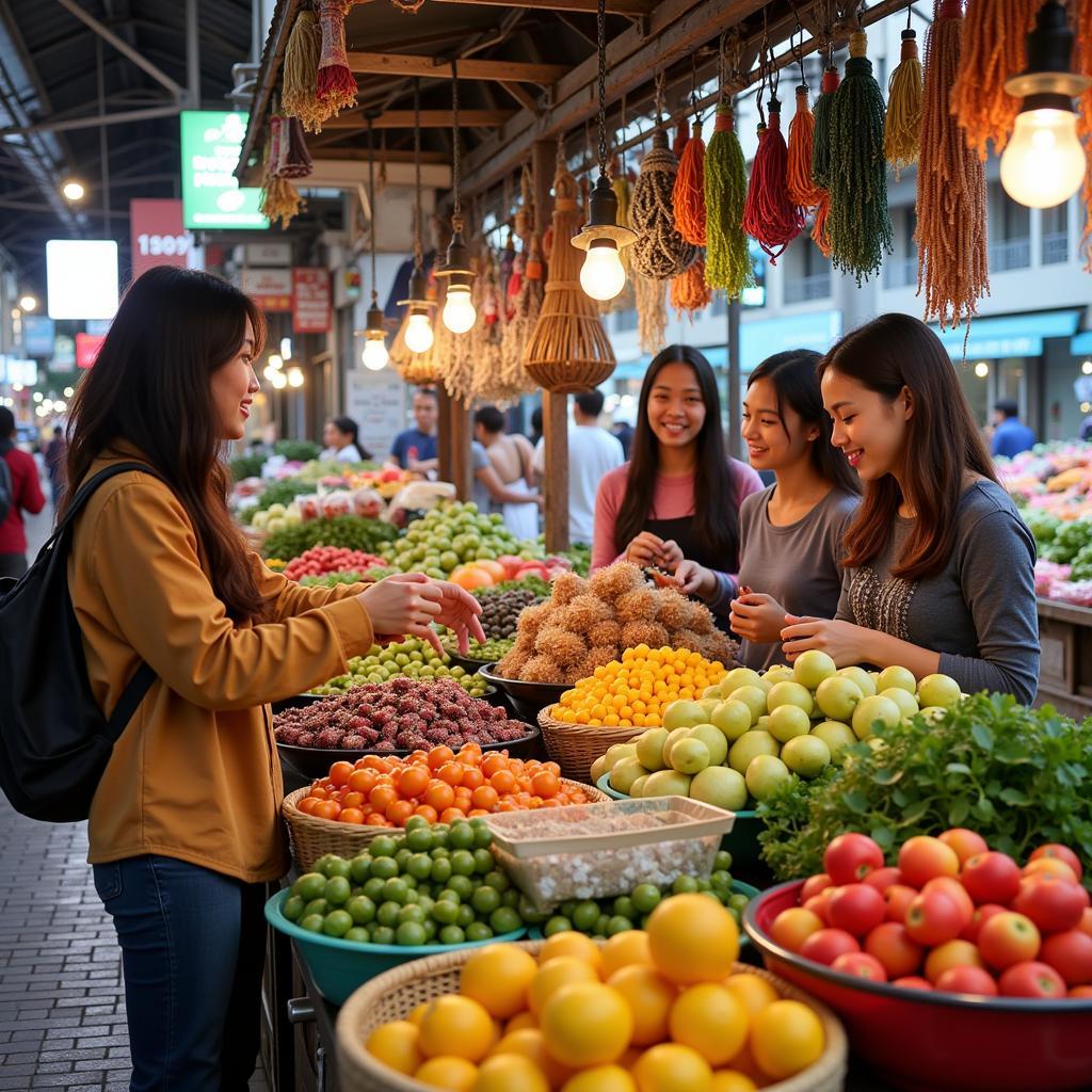 Exploring a vibrant local market near a budget homestay in KL