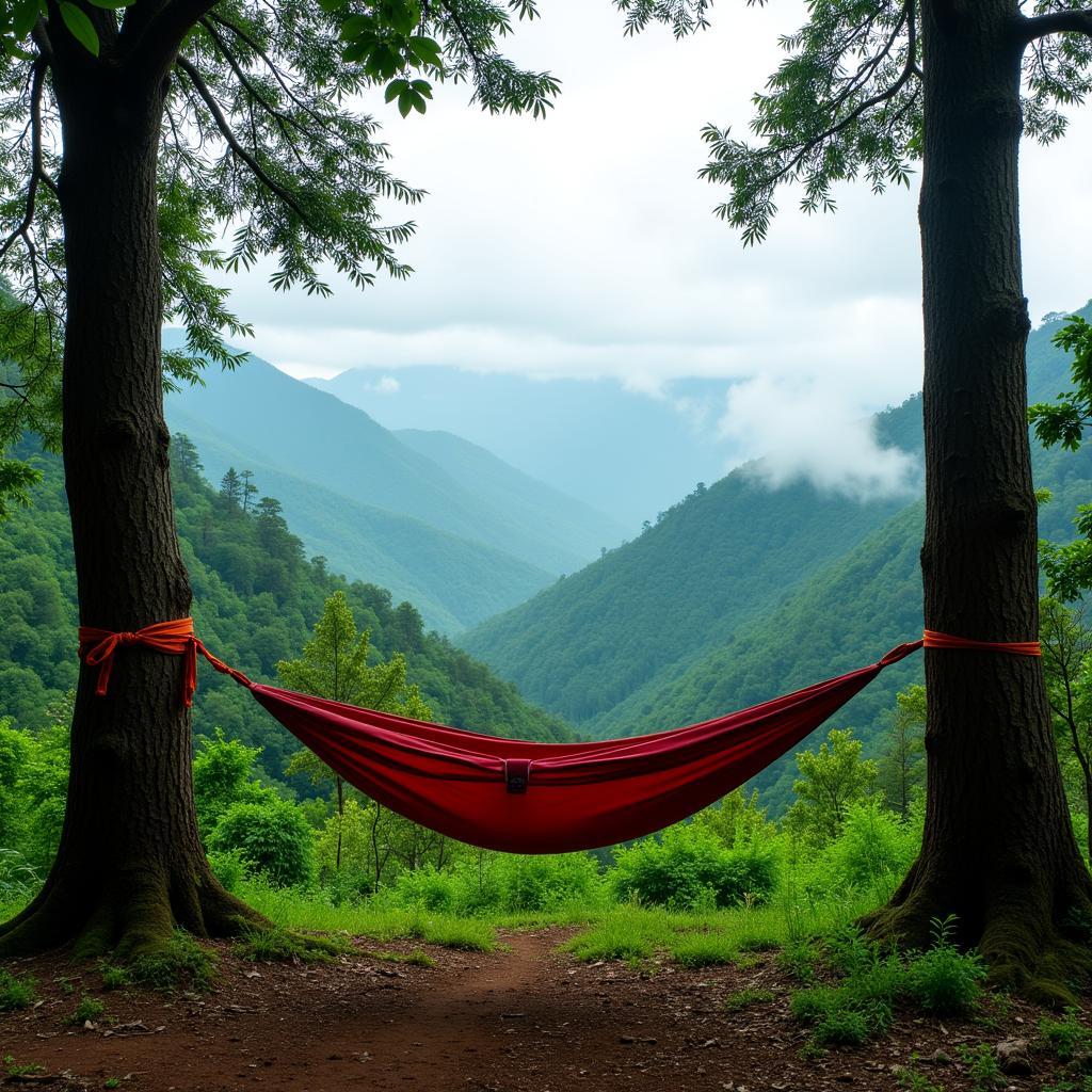 Hammock overlooking a valley in Kodaikanal