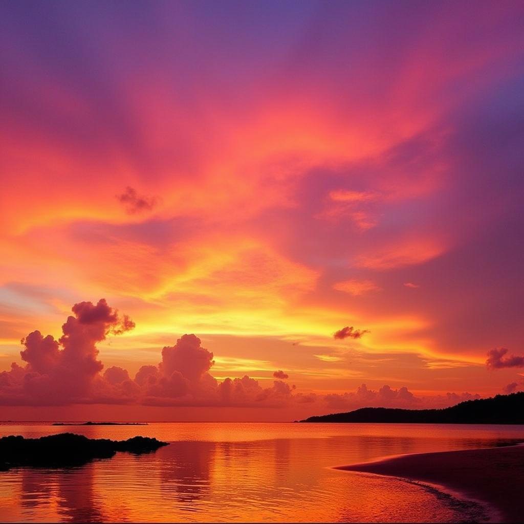 Stunning sunset view at Batu Rakit Beach, Kuala Nerus