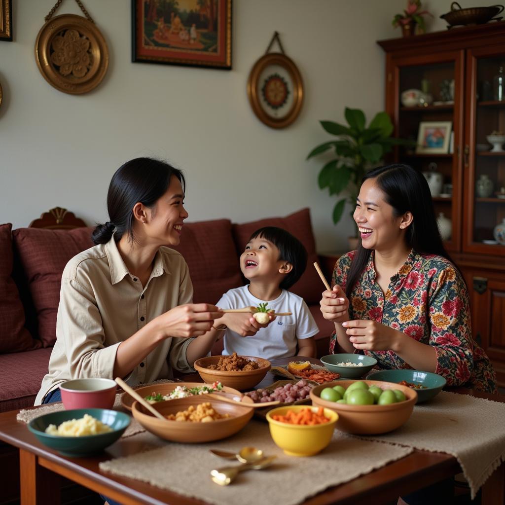 Family enjoying a homestay experience in Kuala Terengganu