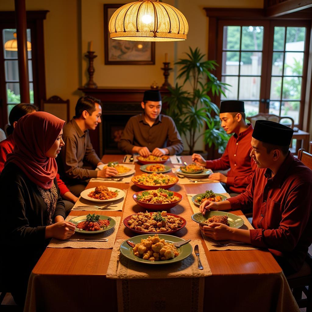 Family dinner at a Kuala Terengganu homestay