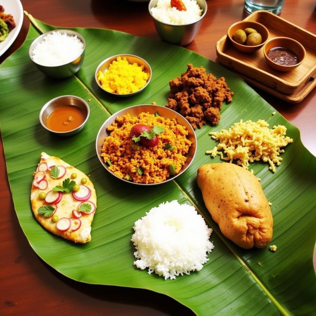 Traditional meal served at a homestay in Kukke Subramanya