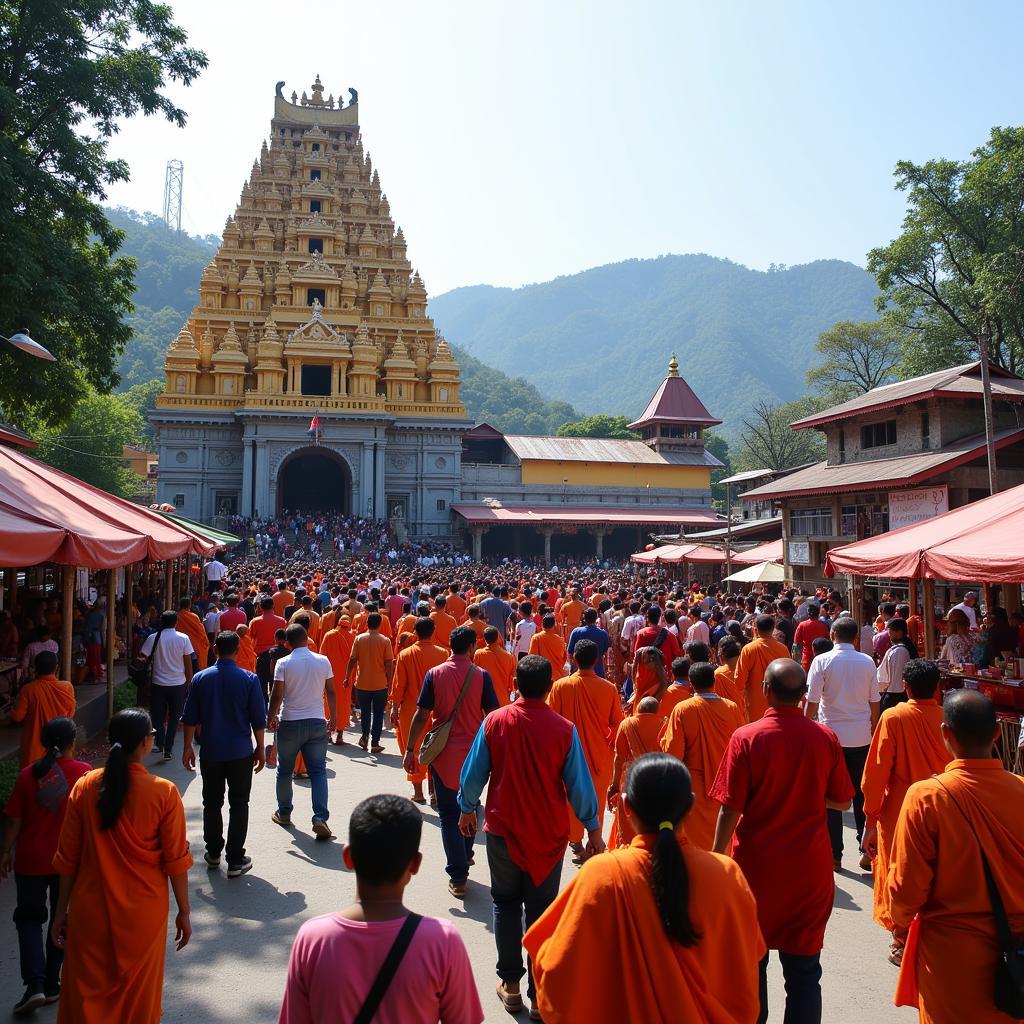 Pilgrims visiting the Kukke Subramanya Temple