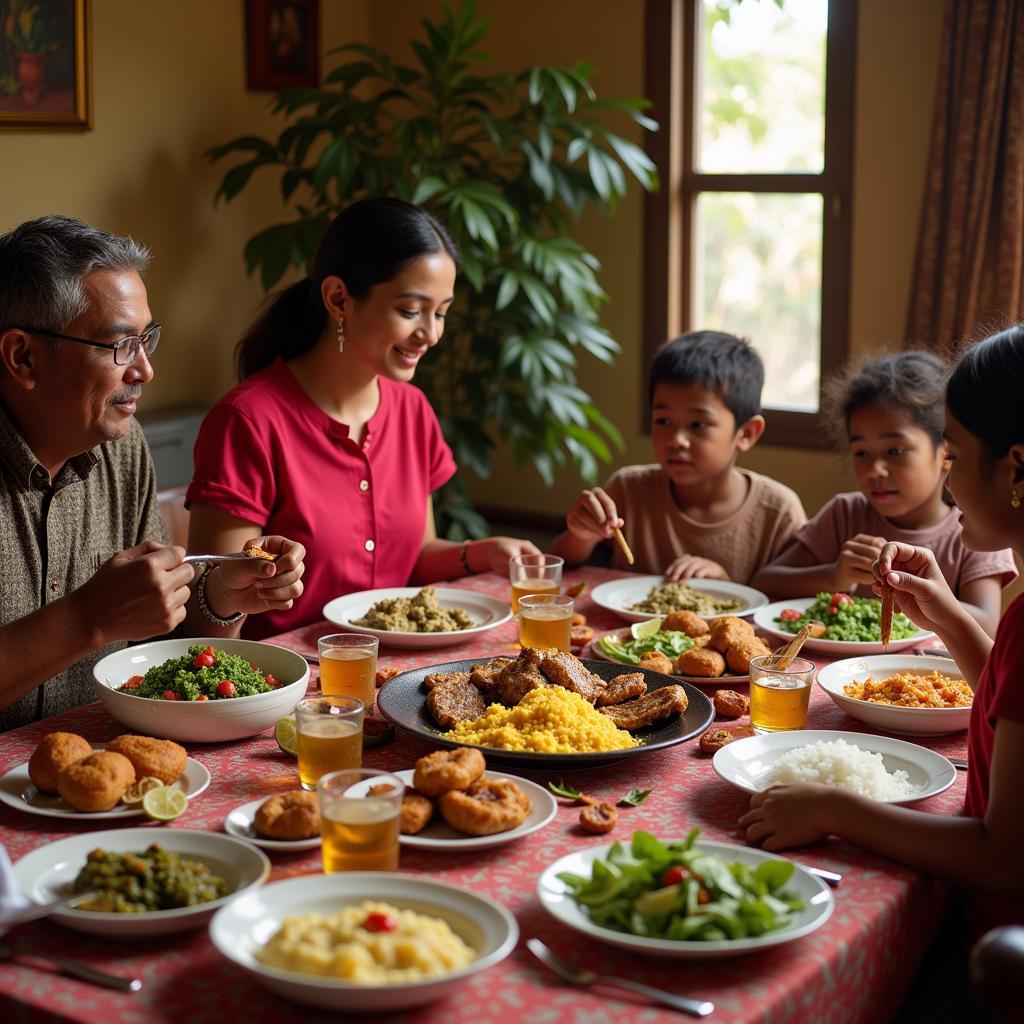 Enjoying a Traditional Family Meal in a Kundapur Homestay