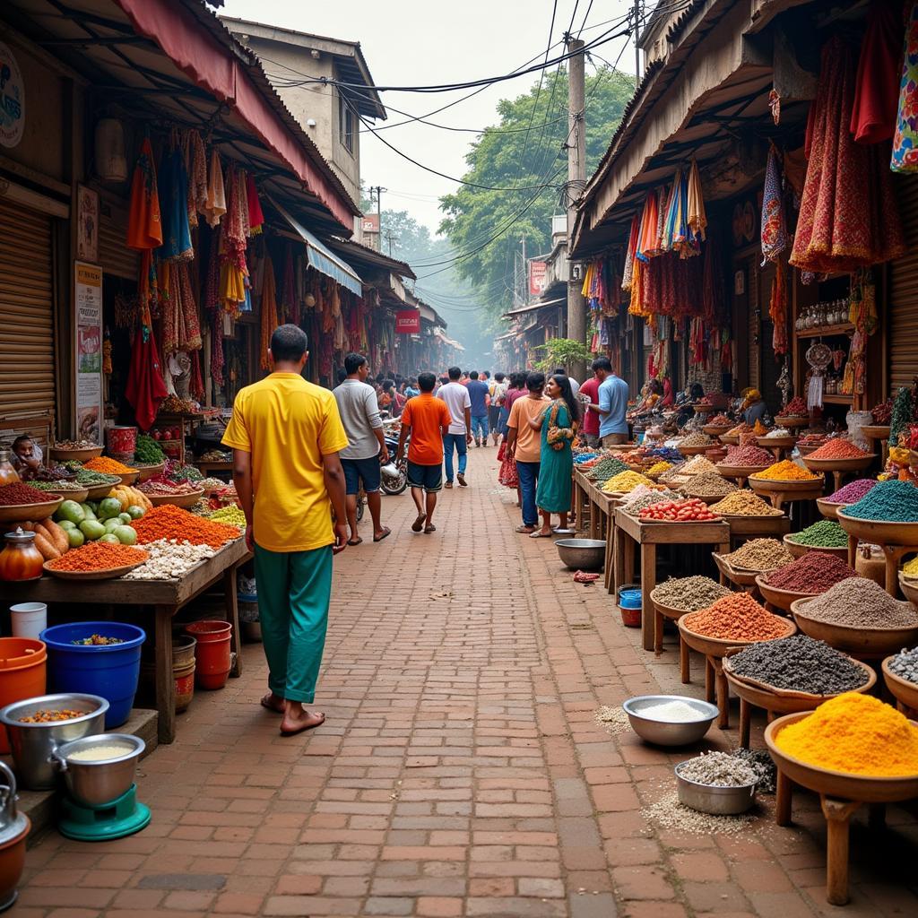 Bustling local market in Kundapur