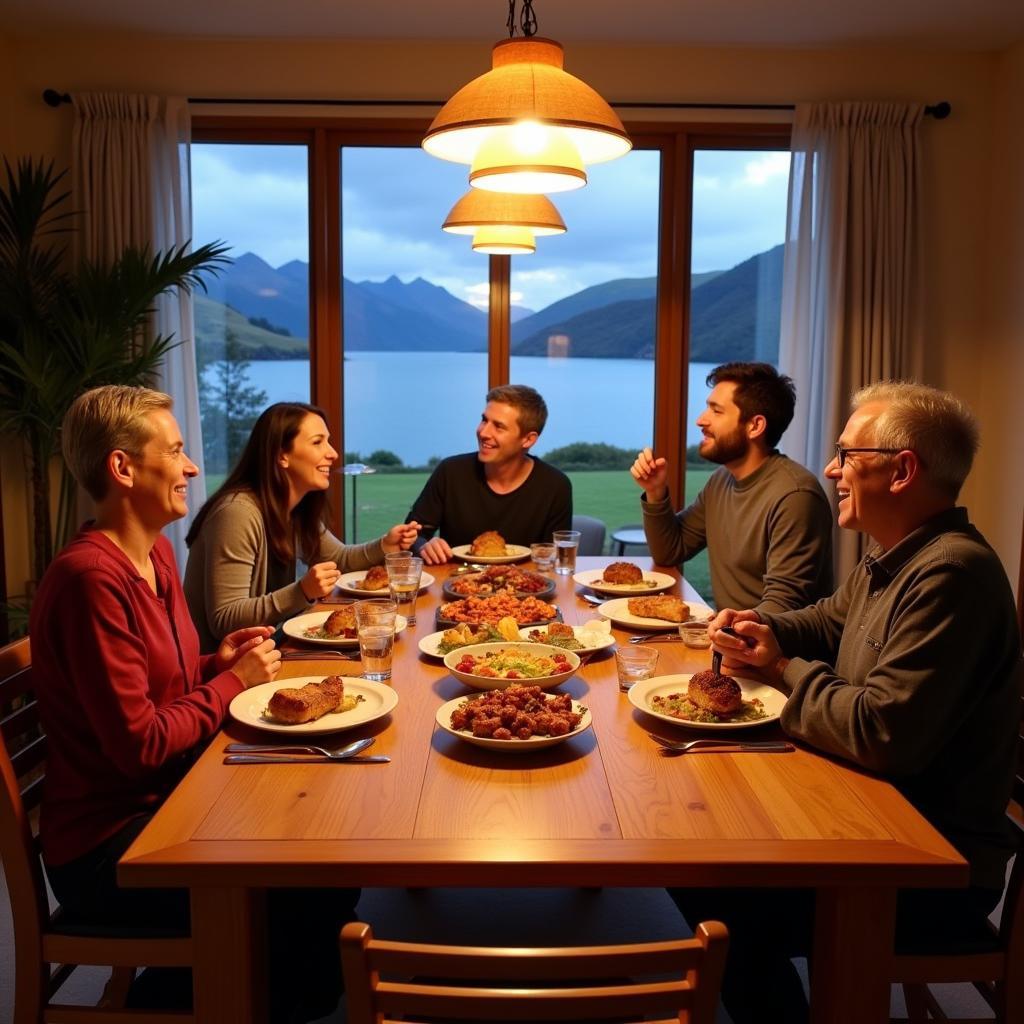 Family Dinner at a Lake Tekapo Homestay