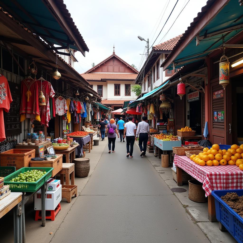 Bustling street market near a Langkawi homestay