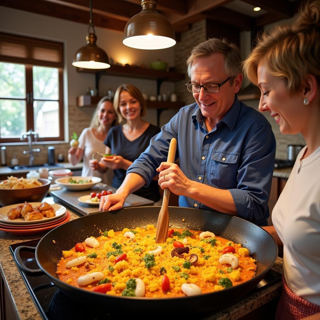 Learning to make Paella in a Spanish Homestay