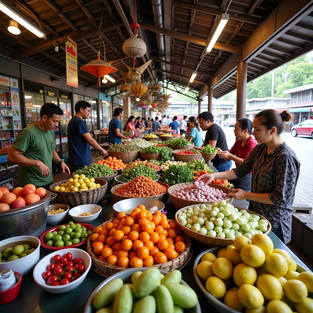 Vibrant local market near homestay in Kota Kinabalu