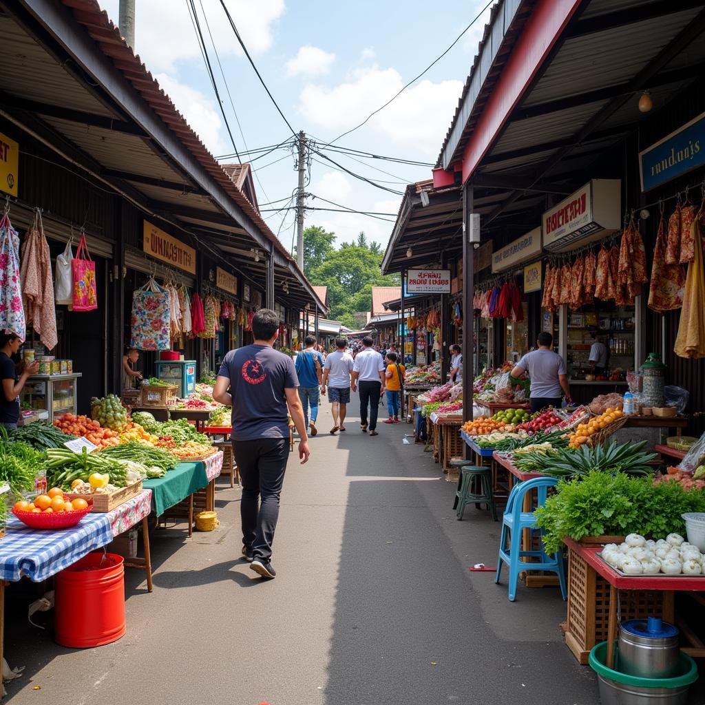 Visiting a local market near UNIMAS