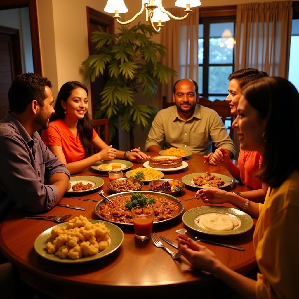 Family enjoying dinner at a Lonavla homestay