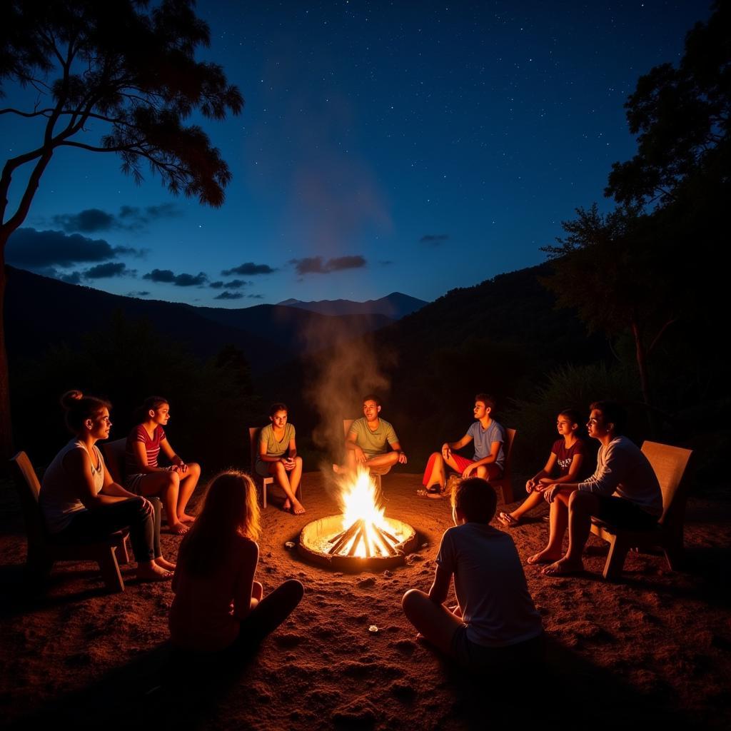 Cozy campfire night at a Madikeri homestay