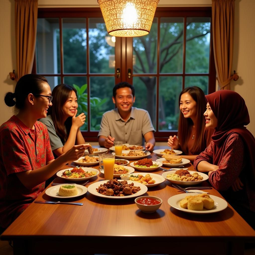 Malaysian Family Sharing Dinner in a Homestay