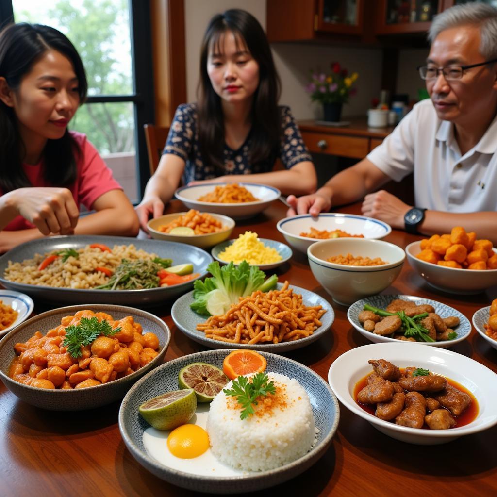 Sharing a delicious Malaysian meal with a local family