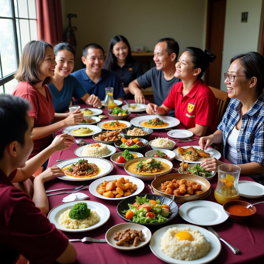 Enjoying a Traditional Malaysian Meal with a Family in a Kampung Homestay