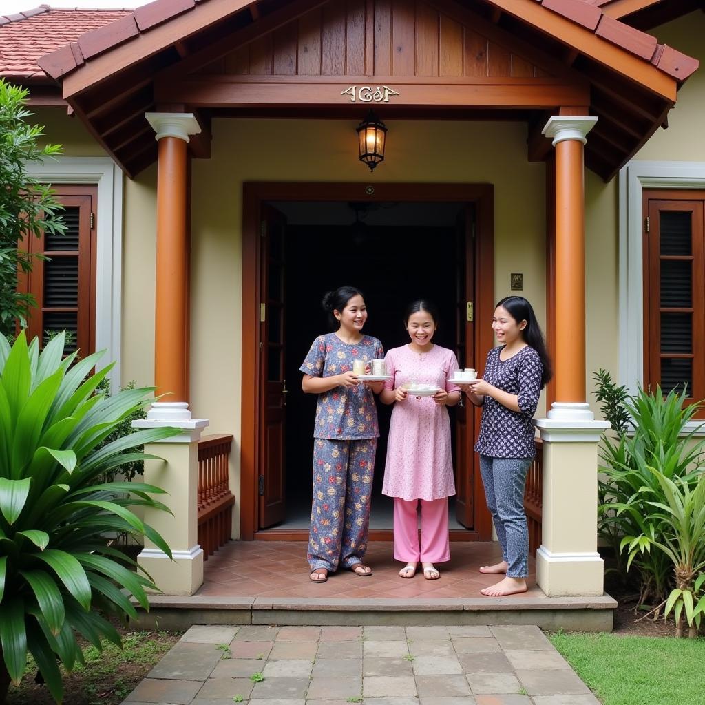 A Malaysian family welcoming guests to their homestay