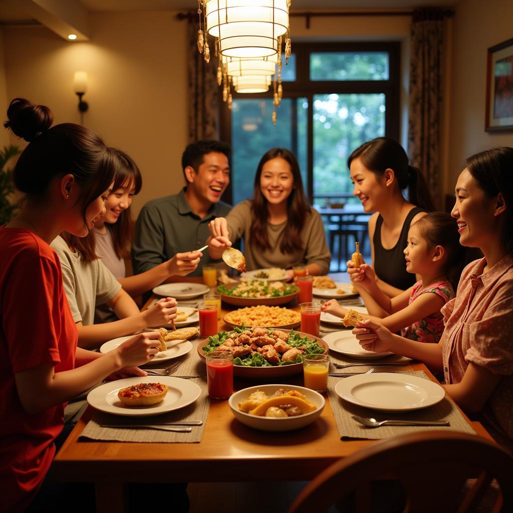 Malaysian homestay family dinner