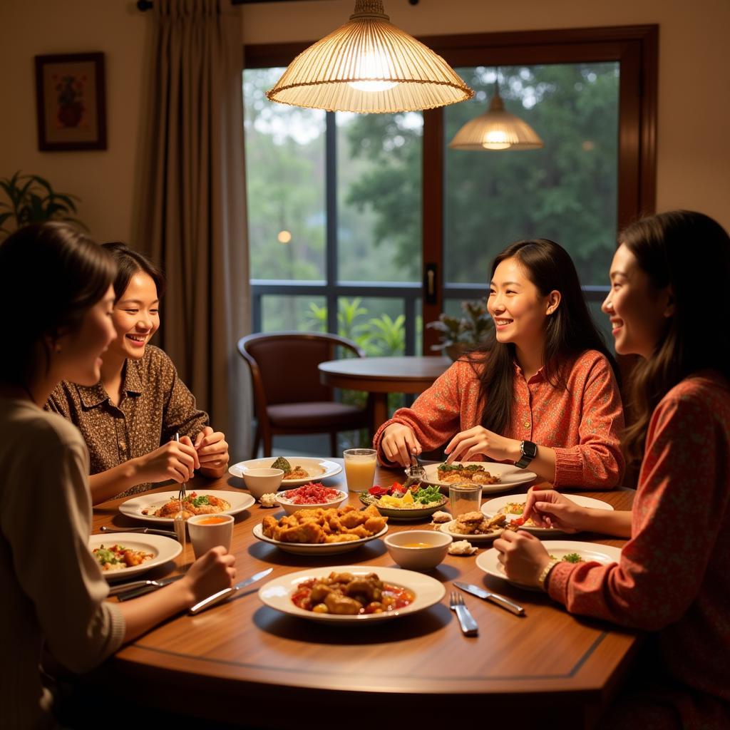 Malaysian Family Enjoying Dinner Together in a Perth Homestay