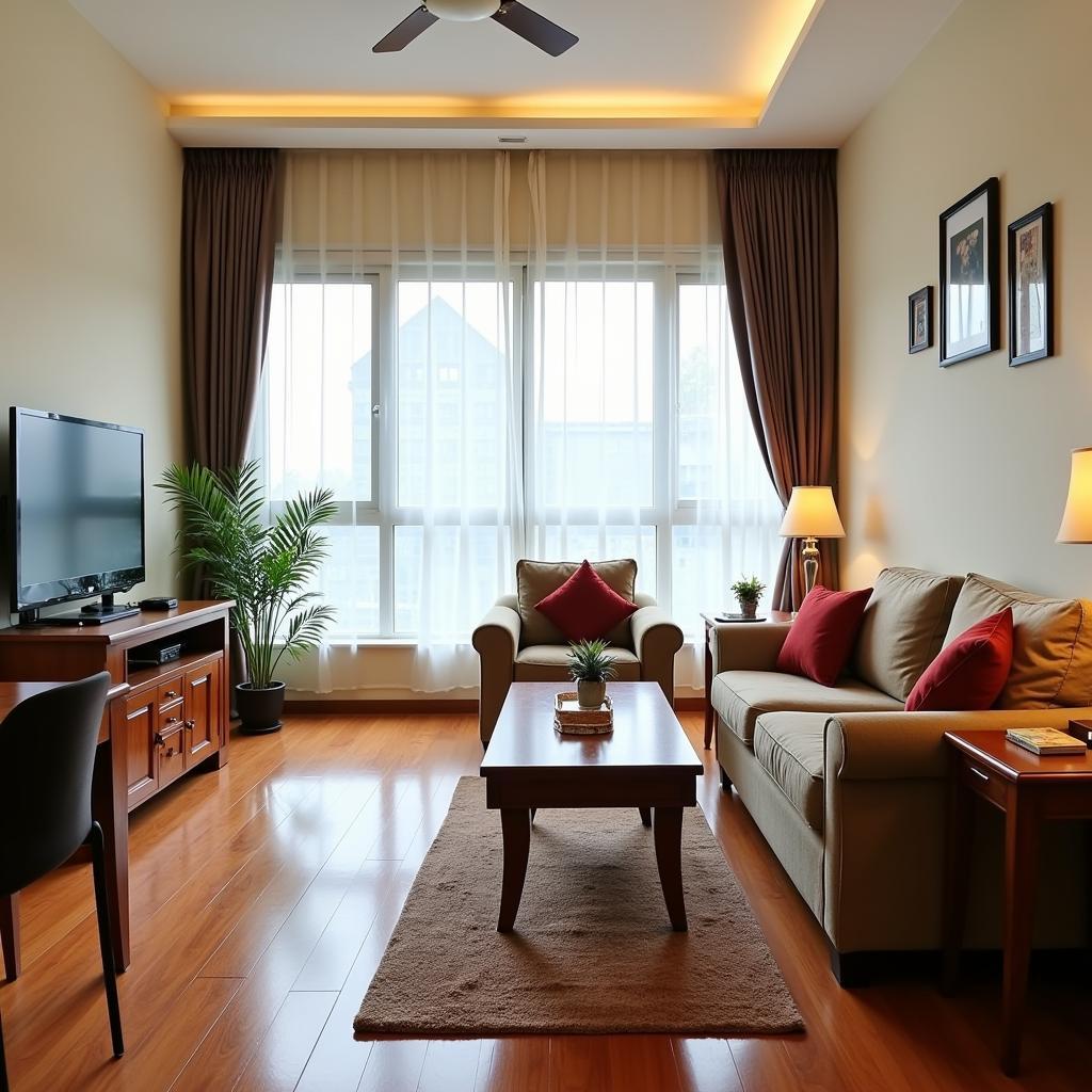 Cozy living room in a Malaysian homestay flat at Wisma Muhibbah