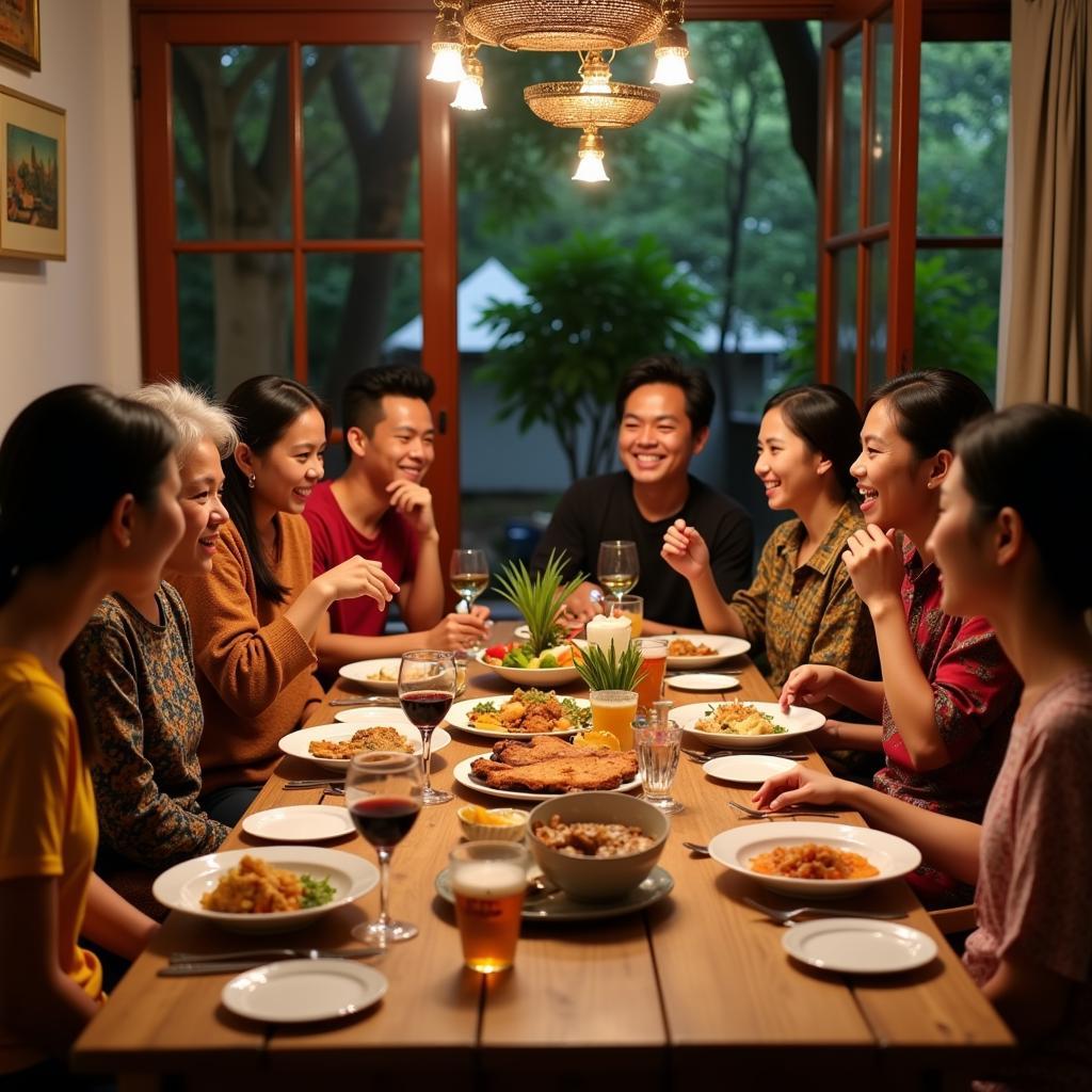 Family dinner at a Mandalika homestay