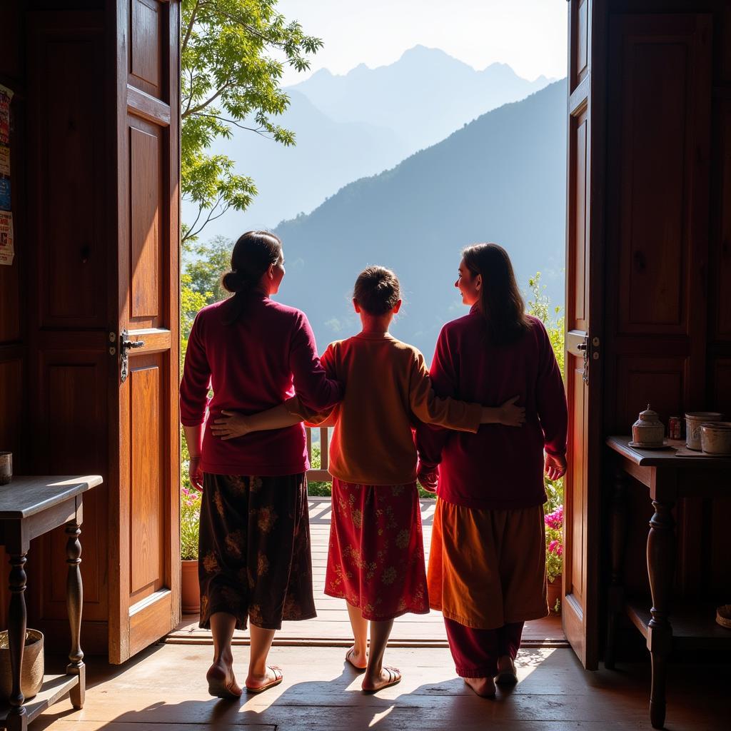 Sikkimese Family Welcoming Guests