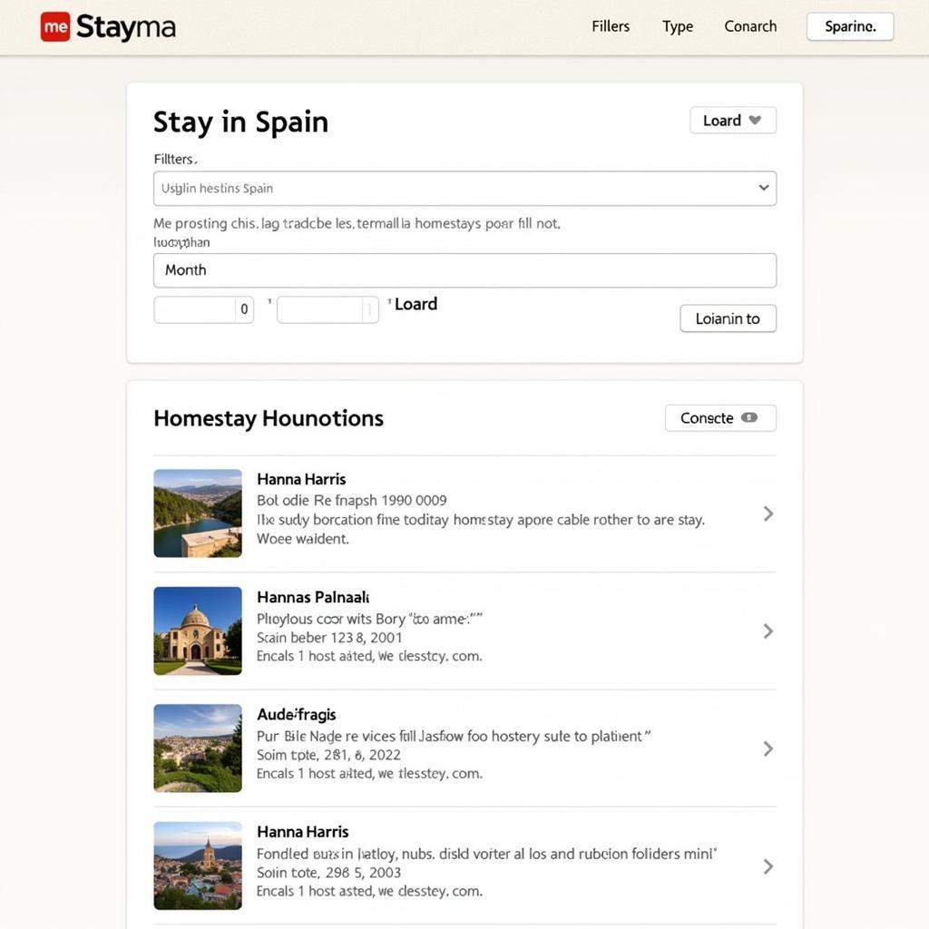 Searching for a Hanna Harris Homestay on me Stay in Spain Website