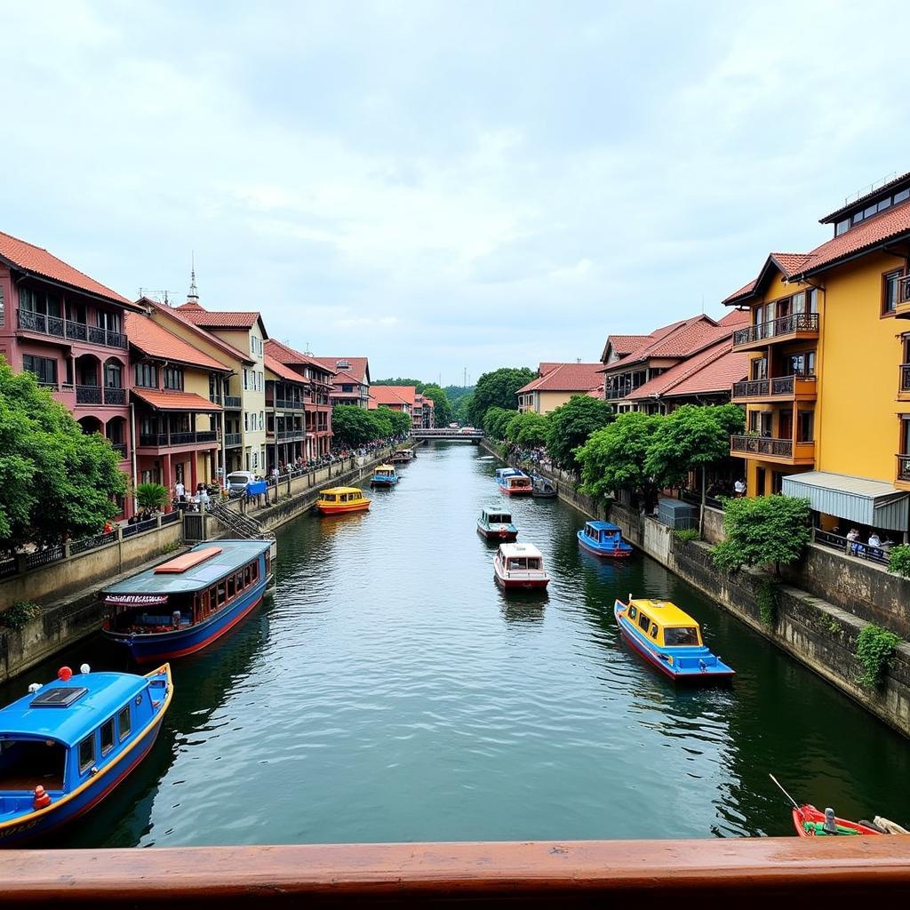 View of the Melaka River from a homestay balcony