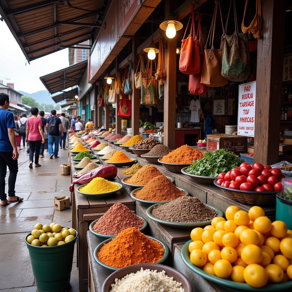 Exploring the bustling local market near a Meru Kapar homestay